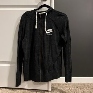 Nike Charcoal Grey Hooded Zip-up Lightweight Sweatshirt, size Large.